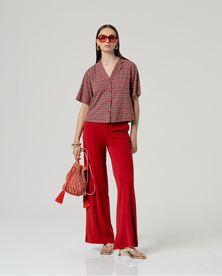 SHORT-SLEEVED TILE-RED SHIRT HICE