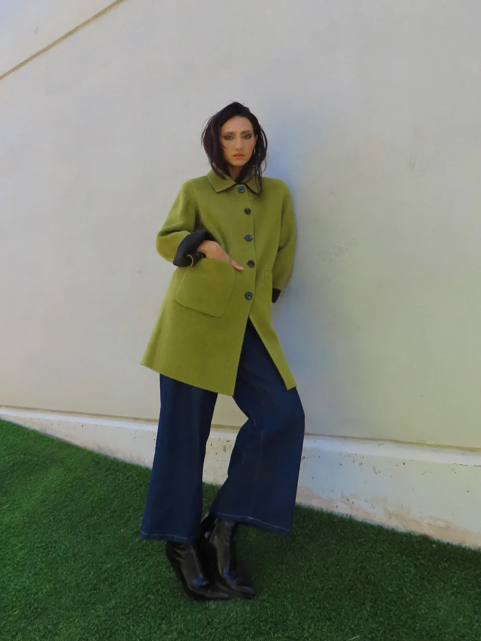 Giacca reversibile pistacchio e grigio