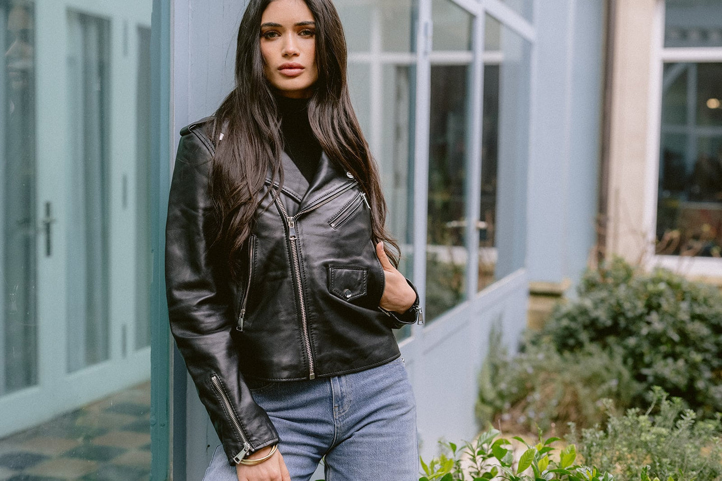 Veste en cuir noire