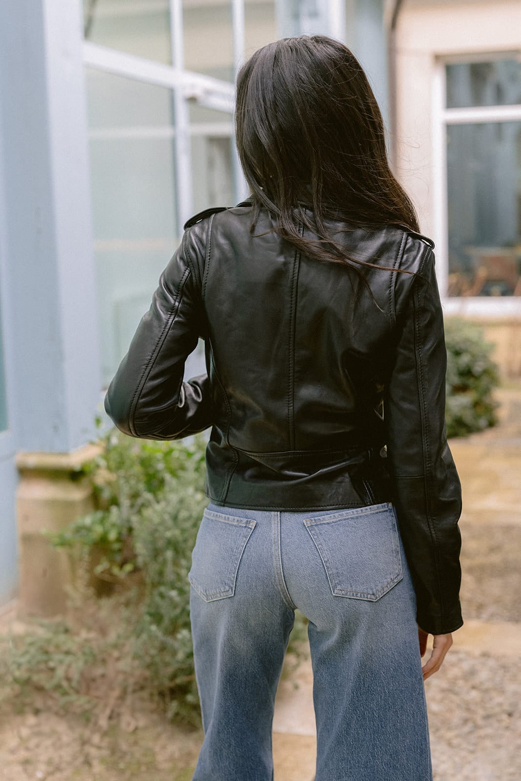 Veste en cuir noire
