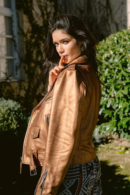 Veste en cuir cuivre