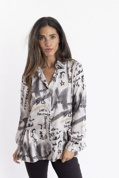 GRAFFITI RUFFLE SHIRT