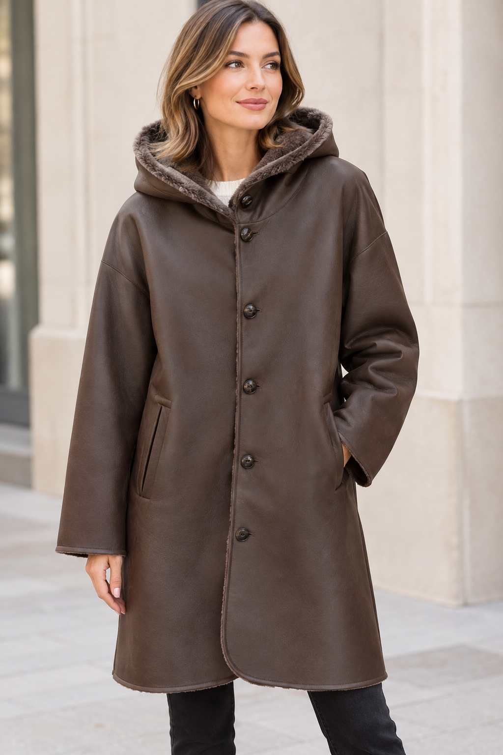 CAPPOTTO REVERSIBILE IN PELLICCIA RICCIA