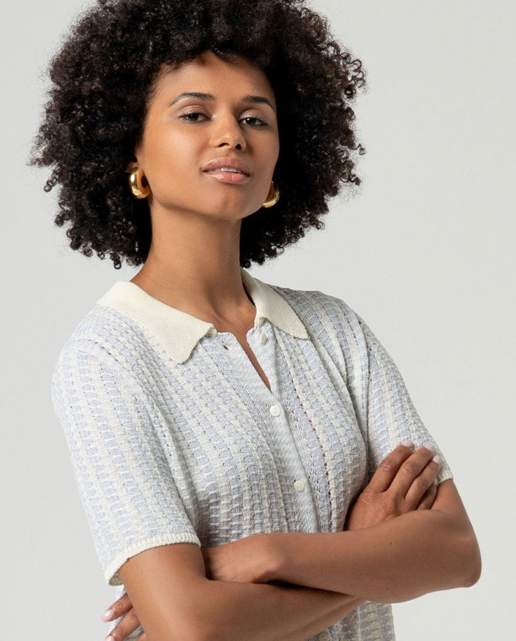 CARDIGAN ÉCRU COL POLO HITA