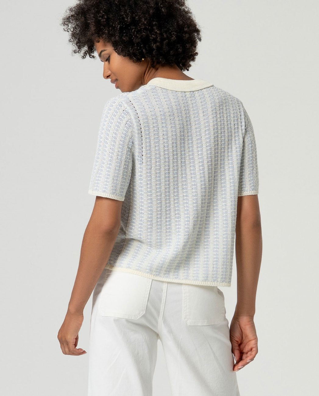 CARDIGAN ÉCRU COL POLO HITA