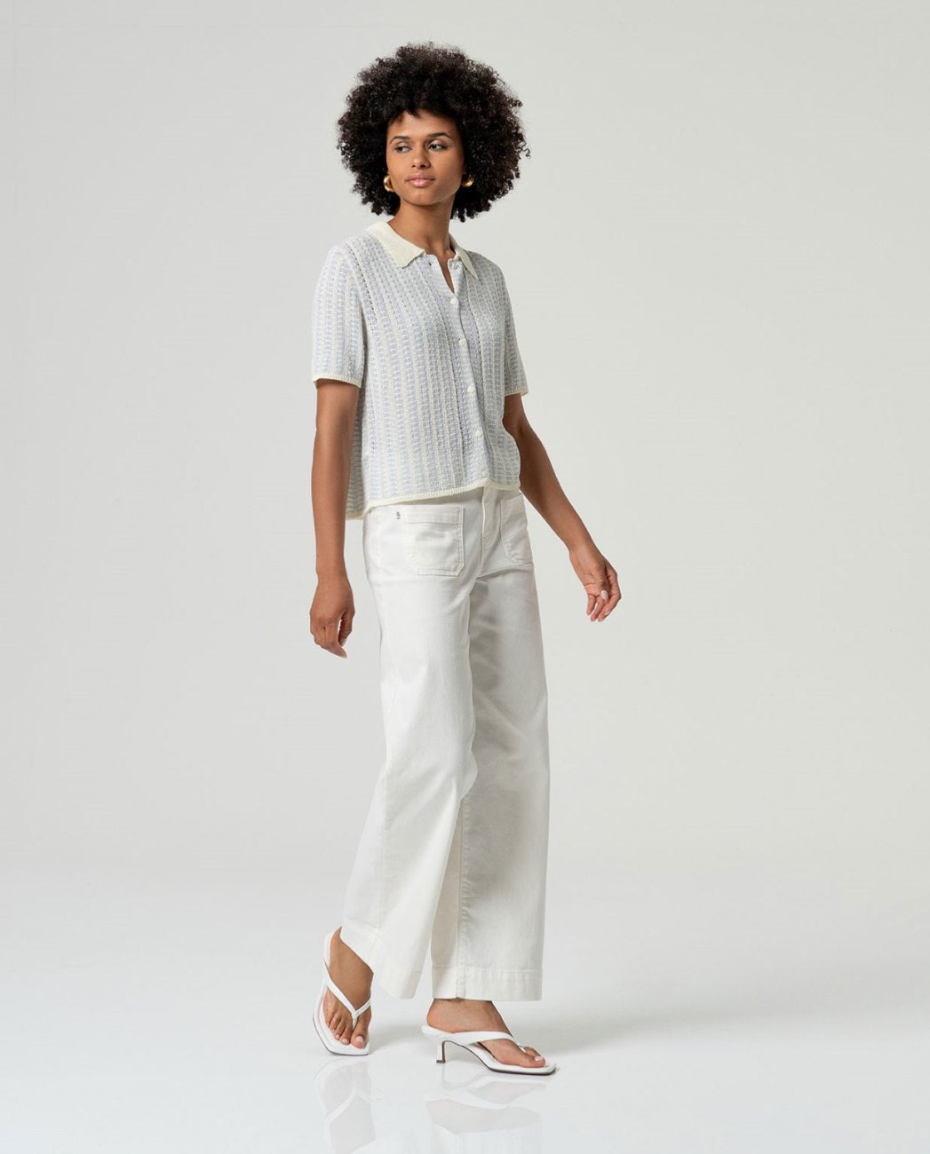 CARDIGAN ÉCRU COL POLO HITA