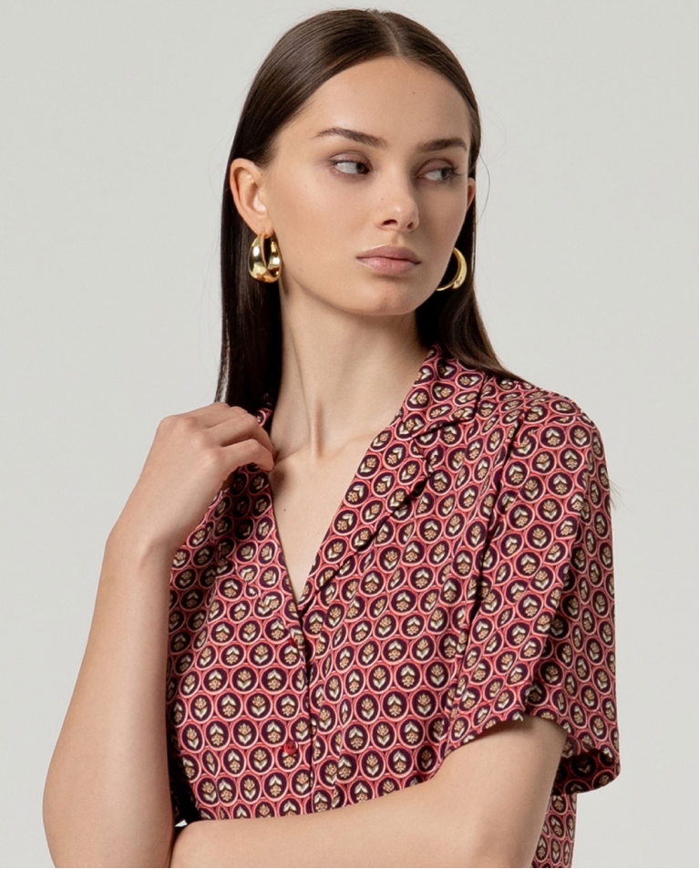 SHORT-SLEEVED TILE-RED SHIRT HICE