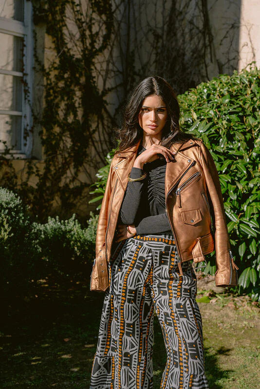 Veste en cuir cuivre