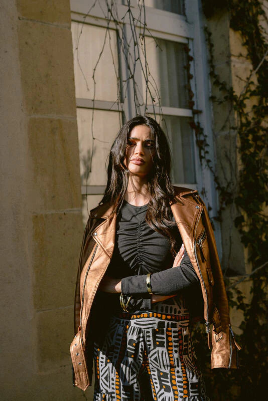 Veste en cuir cuivre