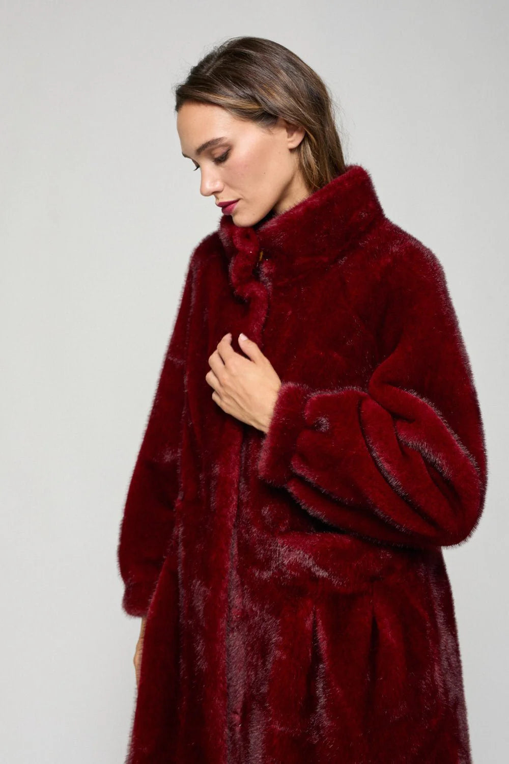 MAROON FUR COAT