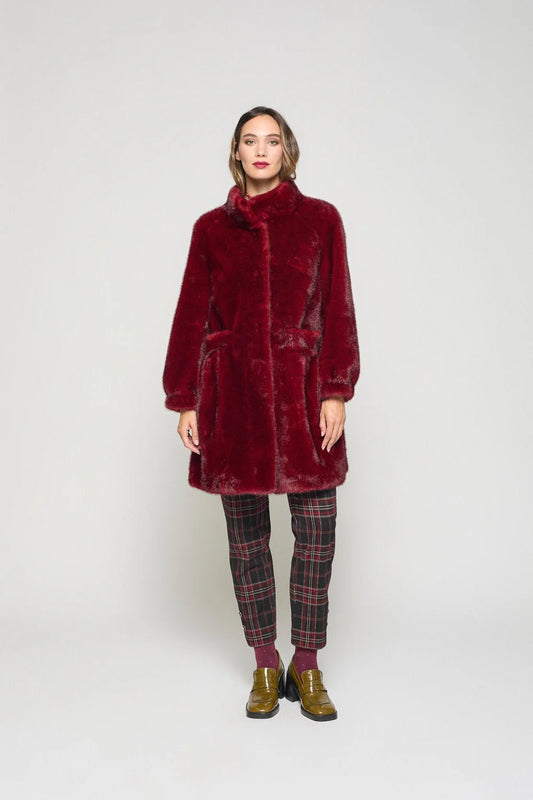 MAROON FUR COAT
