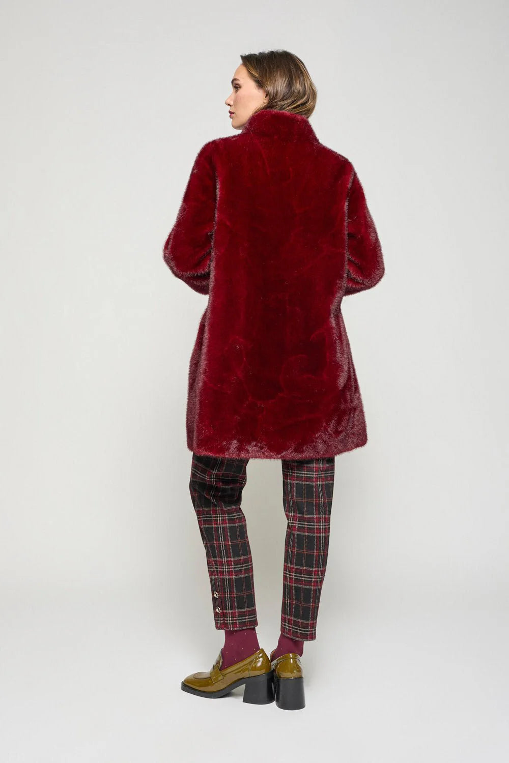 MAROON FUR COAT
