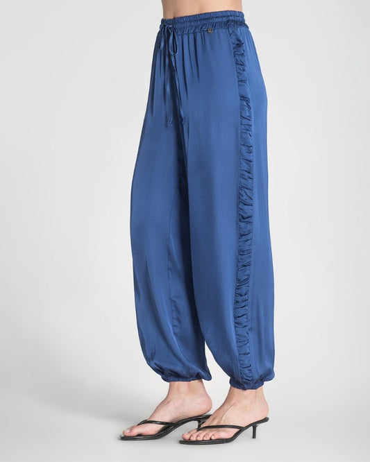 BLAUE SATINHOSE